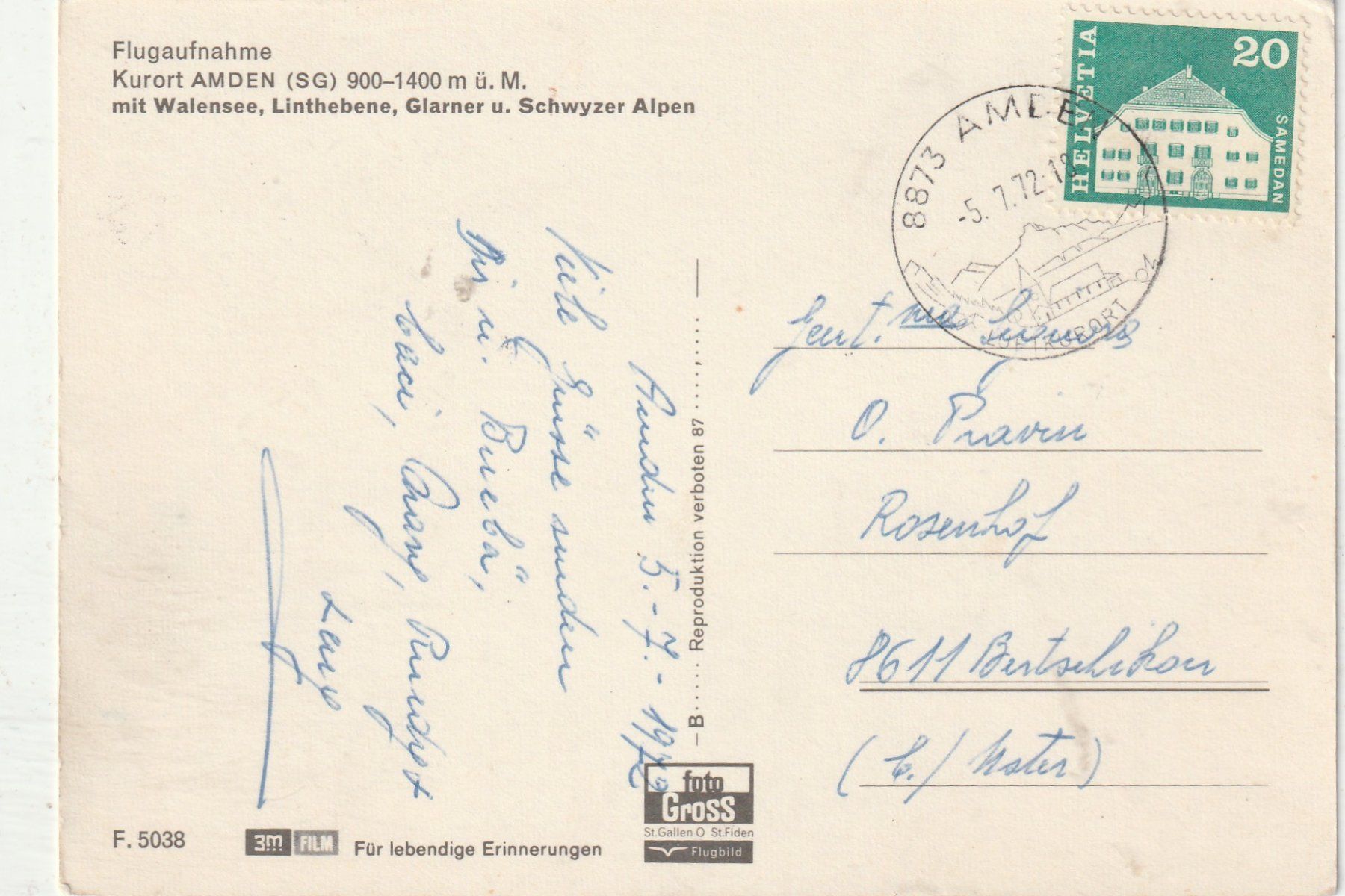 Cartes postales: Amden – D'occasion à Lumbrein par made02 1