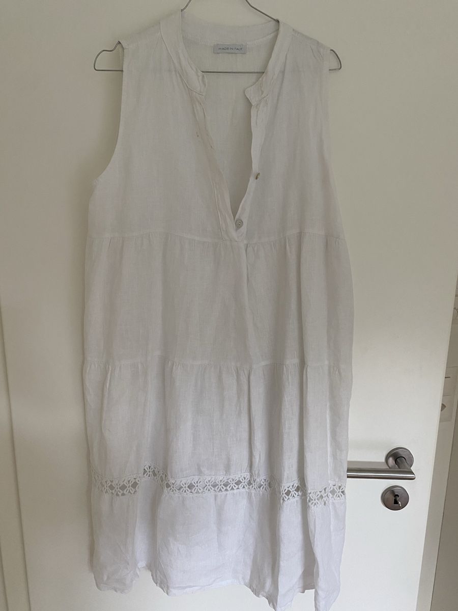 Vestiti: Weisses Leinenkleid 42/44 L – Usato da Basel venduto da und_xj5q