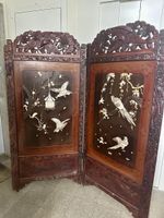 Antiker Asiatischer Paravent, Holz, Perlmutt Intarsien 🦅🏯