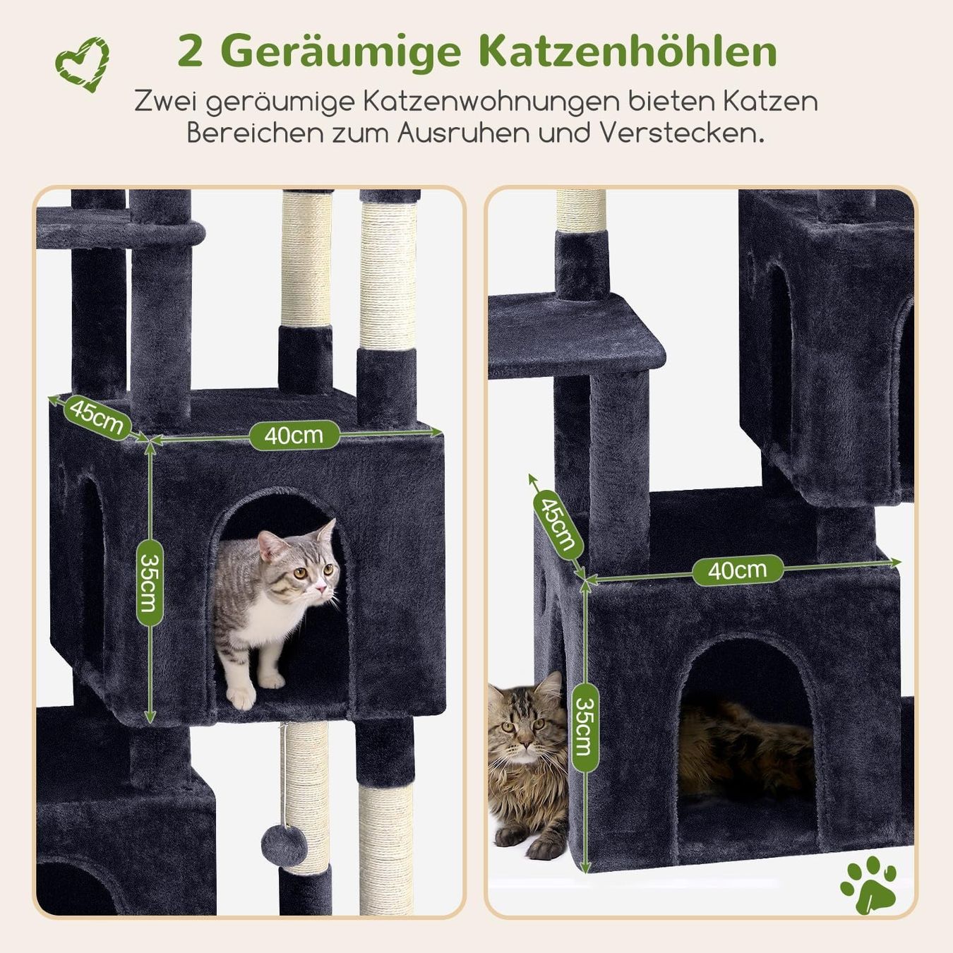 Tiragraffi: Kratzbaum 156cm stabil Katzenbaum gross dunkelgrau – Nuovo e nell'imballaggio originale da Wittenbach venduto da VELARO 5