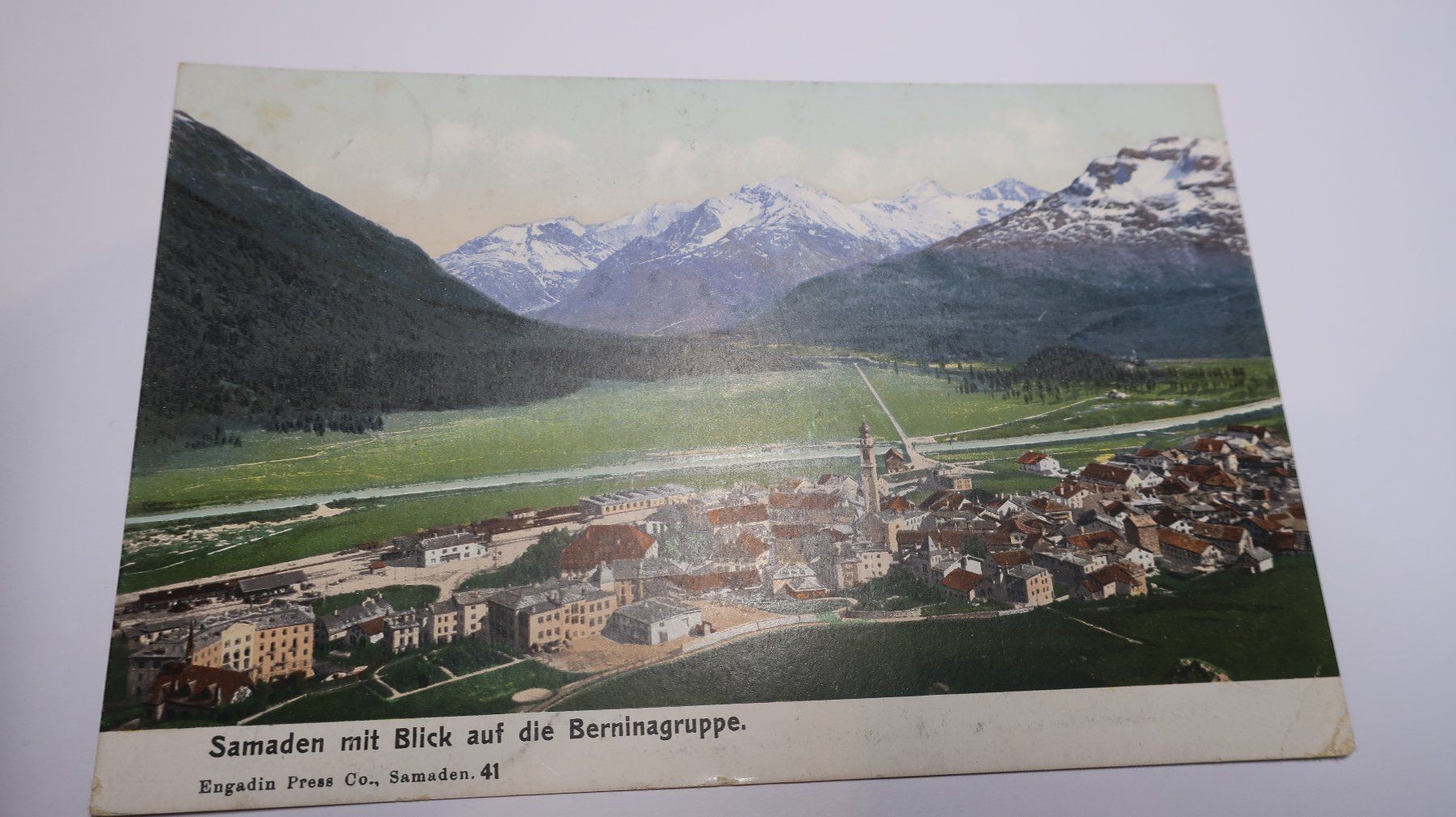 Cartoline postali: Samaden mit Blick auf die Berninagruppe 1907 – Usato da Cormoret venduto da Pascalll2001 1
