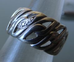 Handgefertigter Silber 925 Fingerring 0,01 ct Diamant Gr. 54