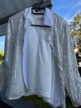 Grace Karin Pailletten Jacke Weiss Grösse S