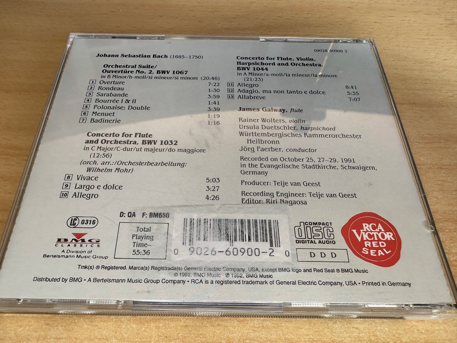 CDs: A2 James Galway Performs Bach Suite No. 2 Concerto For Flute – Gebraucht aus Rikon im Tösstal von Alpenmutz 1