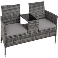 Rattan Gartensitzbank mit Tisch Balkonmöbel Set NORVELIA