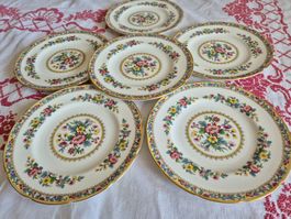 6 Dessertteller Ming Rose, Bone China, Top, Rar