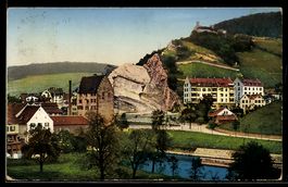 AK Baden, Teilansicht mit Gebirge