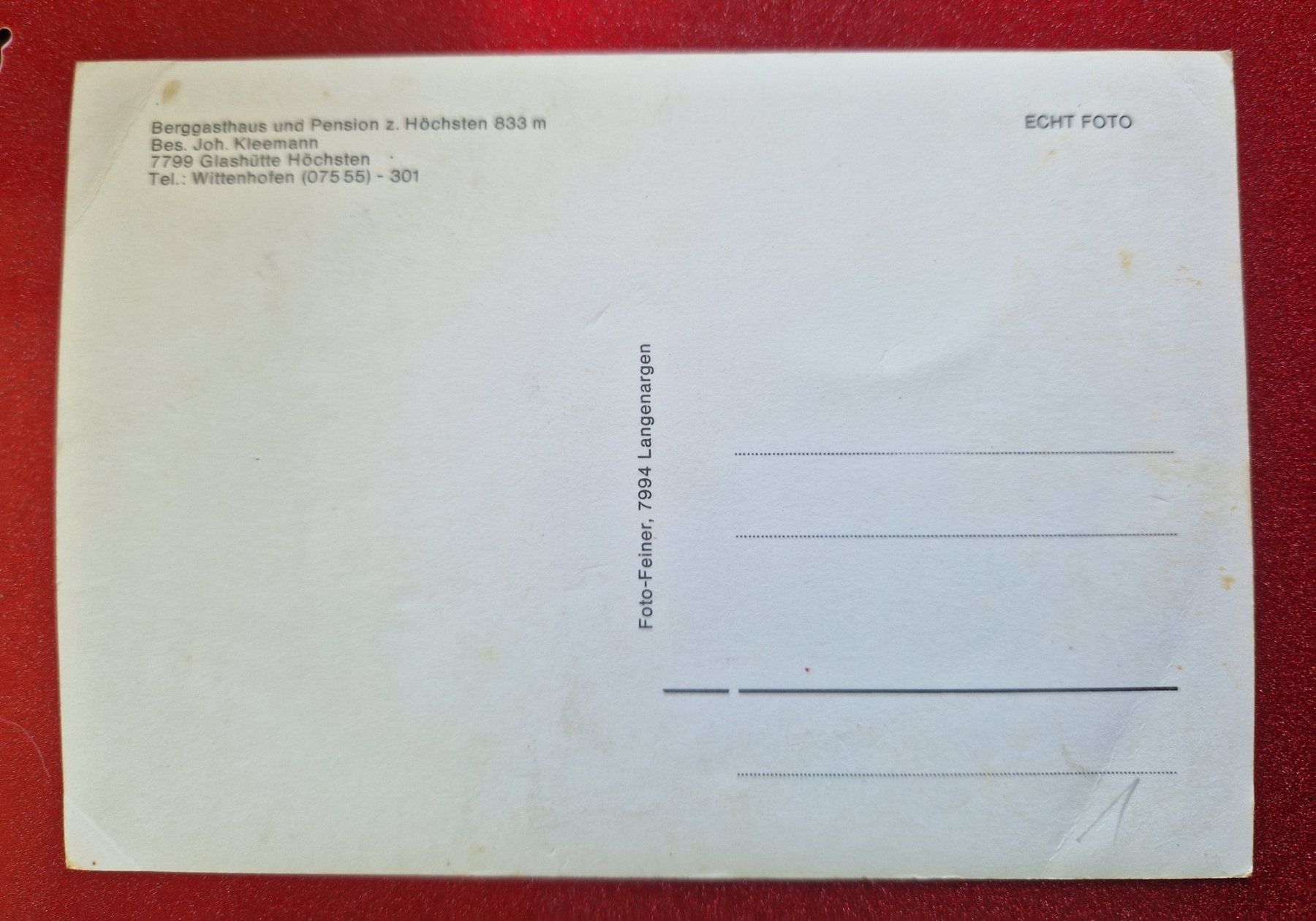 Cartoline postali: Berghaus Höchsten, VW-Käfer, Glashütte – Nuovo (secondo la descrizione) da Melchnau venduto da Fishel 1