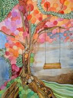 Original Aquarell "ein Ort zum Schaukeln" Bild