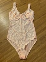 Eleganter korallrosa Body mit Spitze Gr.90D - Body dantelle