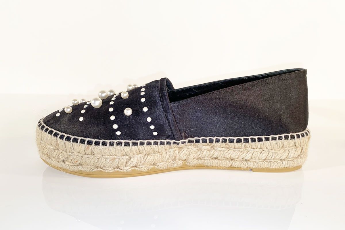 Damenschuhe: Karl Lagerfeld Espadrilles schwarz, weisse Perlen Gr. 41 – Neu (gemäss Beschreibung) aus Ballwil von ClassicGallery 6
