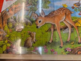Einlegepuzzle Reh Kitz Hase Eichhörnchen Vögel