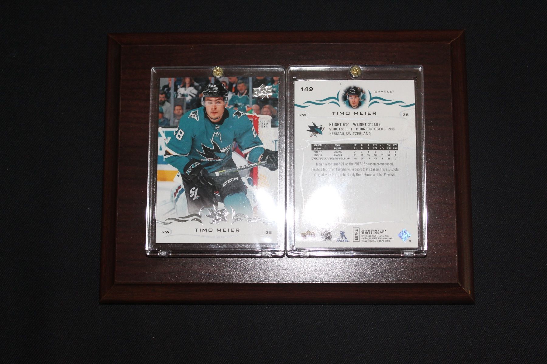 NHL Carte collezionabili: NHL Timo Meier San Jose Sharks – Nuovo e nell'imballaggio originale da Reinach BL venduto da RetroGamesSportsMore