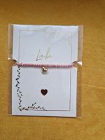 Bracelet rose neuf avec pendentif coeur doré - été!