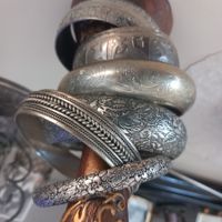6x Silbrige Modeschmuck Armreif / Vintage