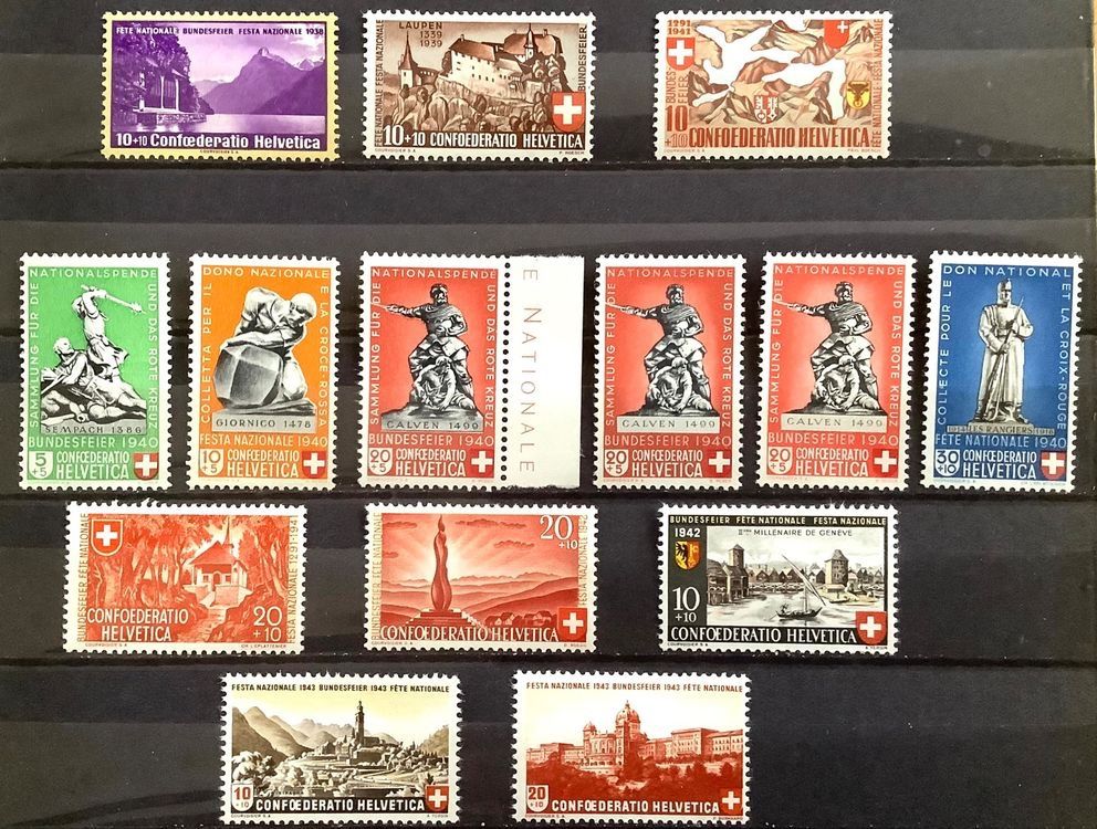Alle Briefmarken: 1938-1943 Pro Patria mit B7 / Sätze ** – Neu (gemäss Beschreibung) aus Liestal von Skunk02