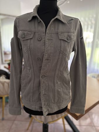 Giacca jeans Terranova grigia con strappi taglia S