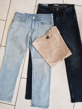 2 Herren Hosen, Jeans Gr. M, US 32, T-Shirt, Kleiderpaket