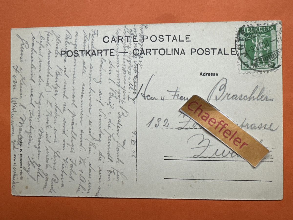 Cartes postales: 1908. 718 Interlaken - Hotel Victoria  – D'occasion à Zürich par Chaeffeler 1