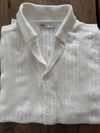 ZARA Polo Shirt Grösse M Weiss gut erhalten
