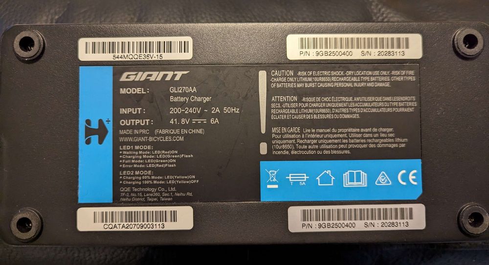 Chargeur Original Giant PRIME E+1 LTD – 41.8V 4A – Neuf