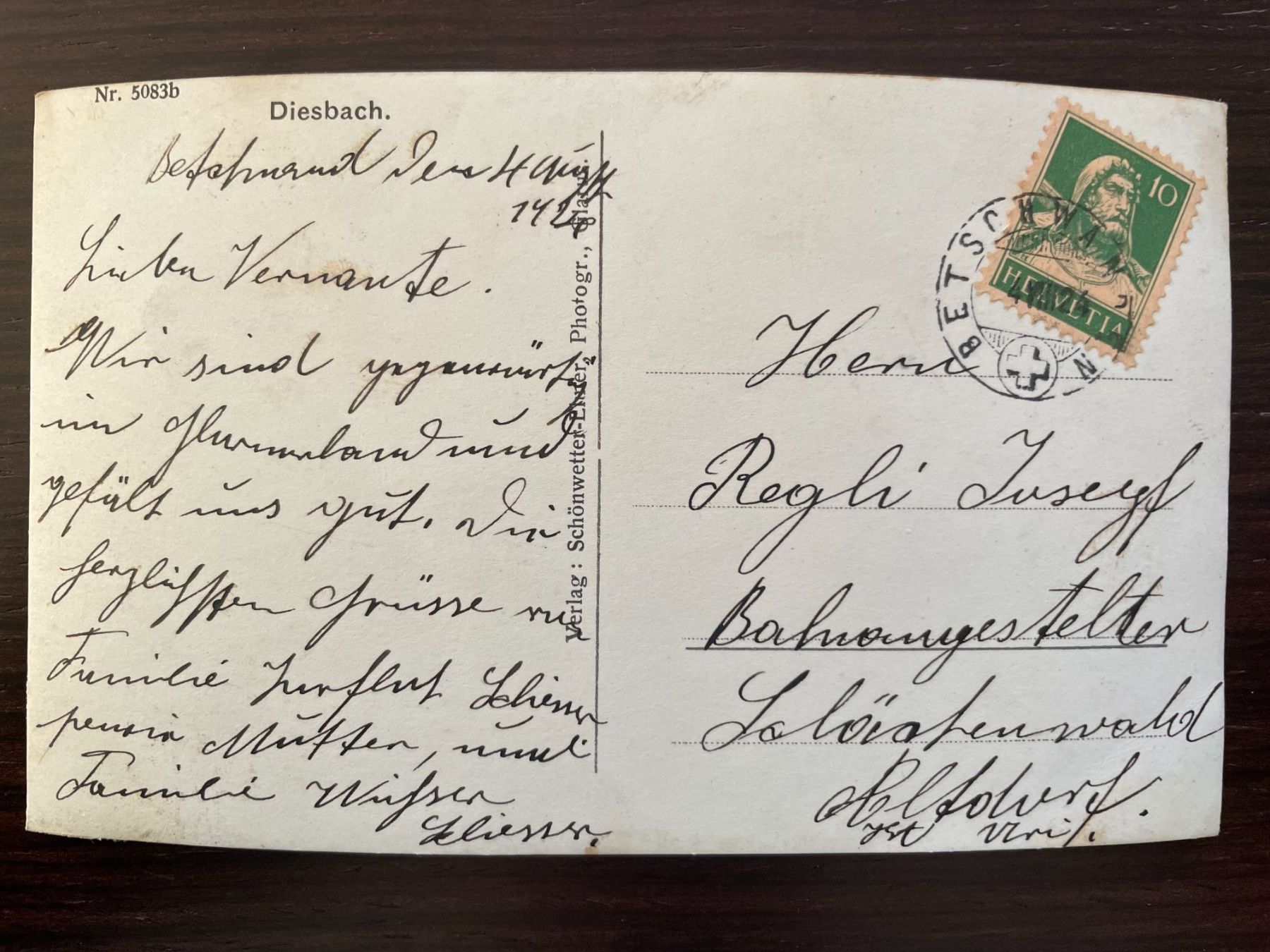 Cartoline postali: DIESBACH (GLARUS SÜD) Dornhaus, Fabrik, 2 Ansichtskarten – Usato da Wald ZH venduto da TLILEF 2
