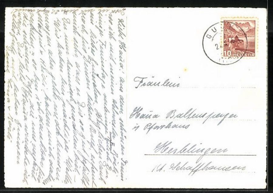Cartoline postali: Malacarne, Gudo, Pension Brack, circolata 1945 – Usato da Frauenfeld venduto da POML 1