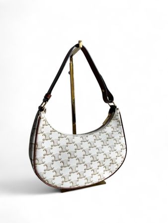CELINE  Canvas Calfskin Ava Triomphe Shoulder Bag Sac Tasche