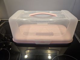 Cloche de transport pour cake, rose