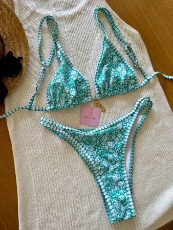 💥SALE! Bikini Grün Floral Gr. S - Neu - Gratis Versand