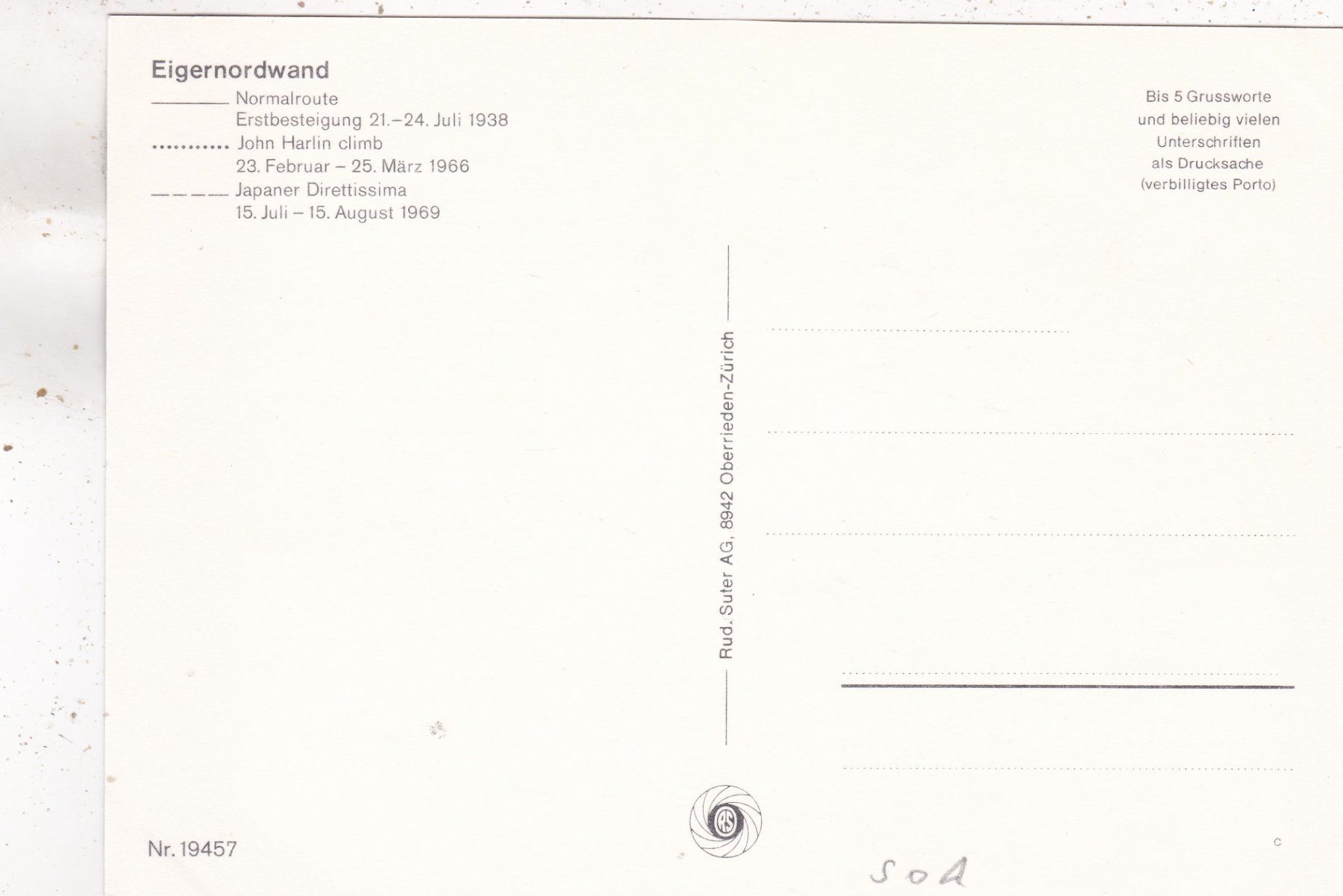 Cartes postales: Eigernordwand – D'occasion à Herisau par Lisegrat2008 1