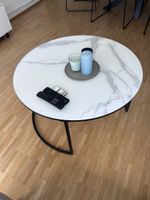 Coffee table marble / glass effect with black metal base