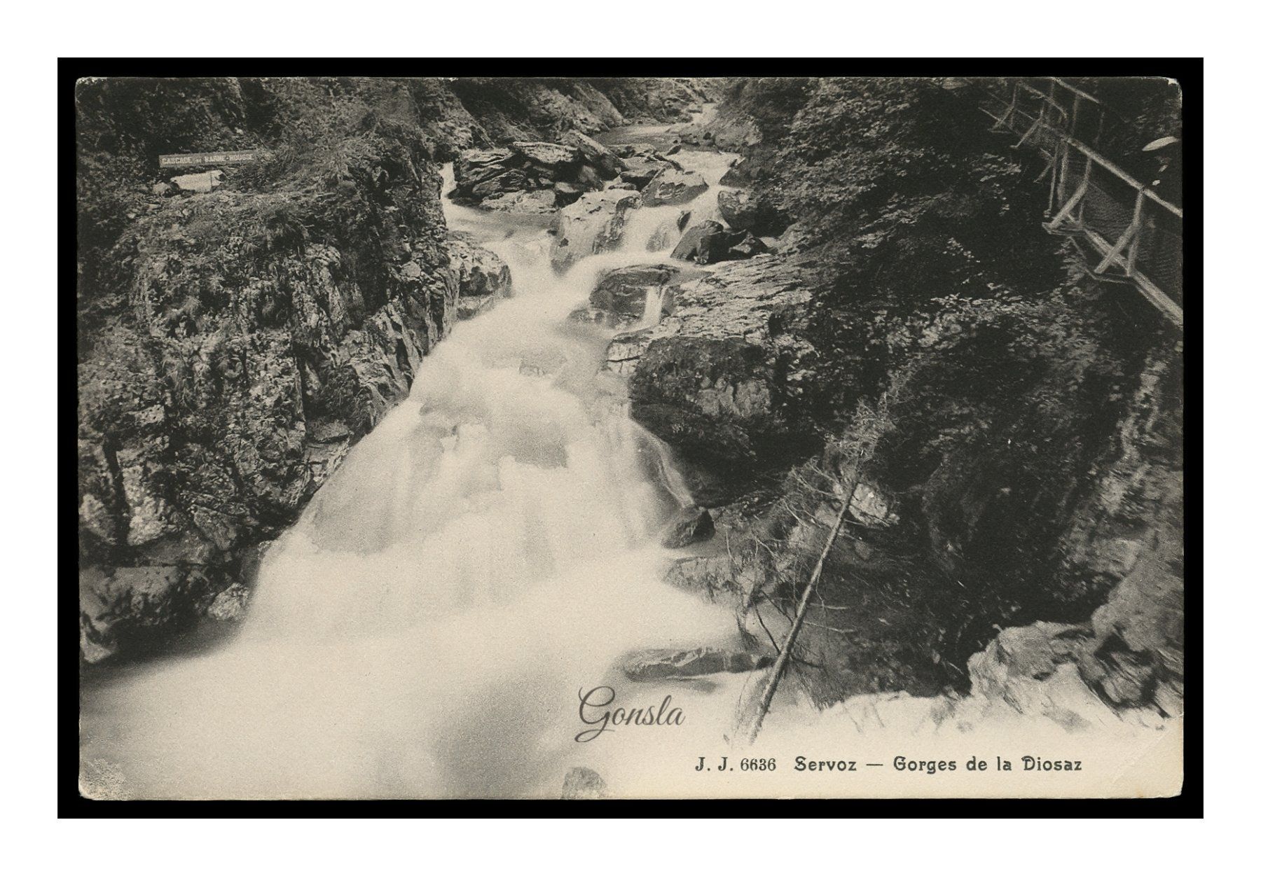 Ansichtskarten: GORGES DE LA DIOSAZ - 1907 "Servoz" – Gebraucht aus Onex von gonsla01