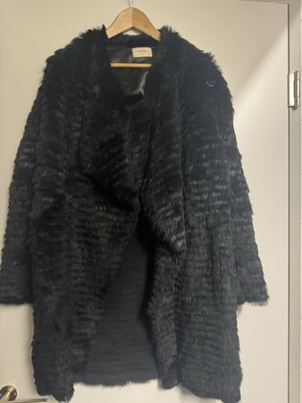 Ba&sh schwarzer Fellmantel (Hase) Gr. T2
