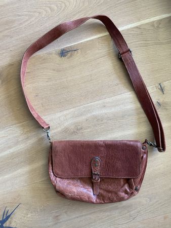 Leather Shoulder Bag in red/ brown from Beatriz Furest