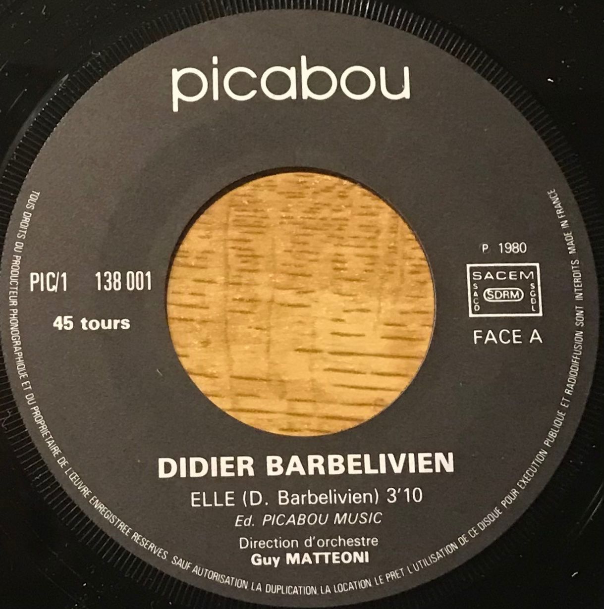Dischi in vinile: DIDIER BARBELIVIEN - ELLE – Usato da Bussigny venduto da vinyl-pas-cher 2