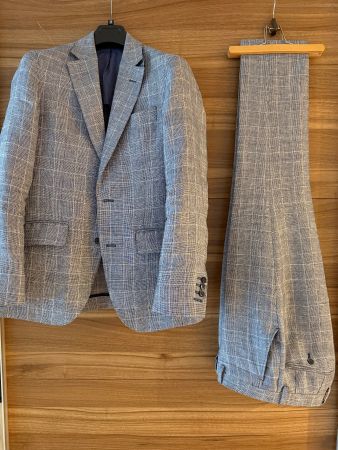 Hackett London Linen Suit Anzug Gr. 46 grau-blau  👔✨