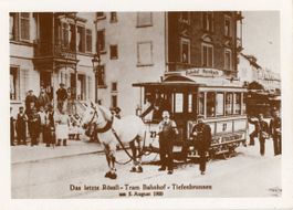Zürich  ZH  - Letztes Rössli-Tram Bahnhof Tiefenbrunnen 1900