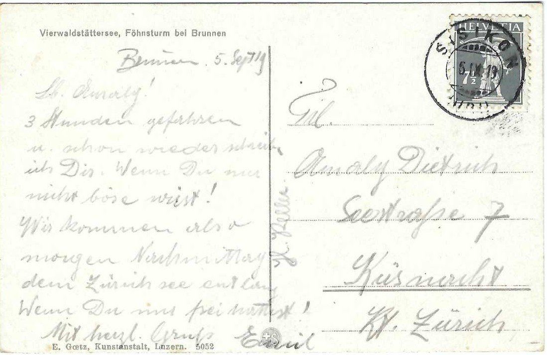 Cartoline postali: Brunnen bei Föhn – Usato da Bürglen UR venduto da Tellbike 1