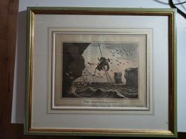 Aquatinta Stich Bird Catching from Above - J.H.Clark Dubourg