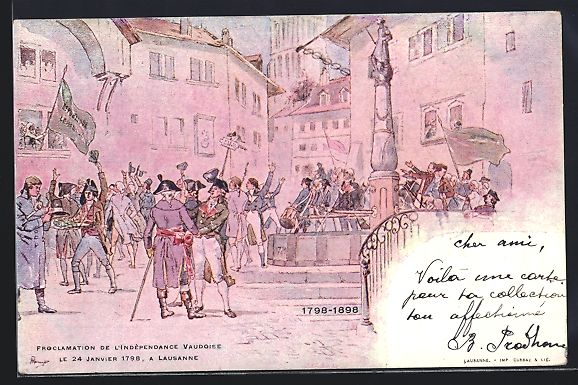 Cartoline postali: Lausanne, Proclamation de L'Independance – Usato da Berlin venduto da bartko-reher