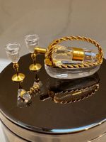 Swarovski Kristall Miniatur Weinset, Flasche, Gläser, Korb