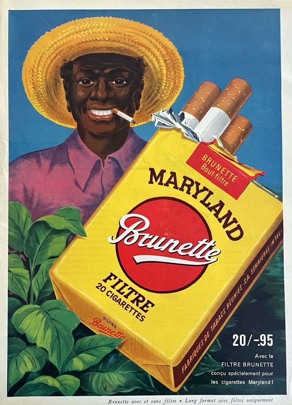 Grafica & Litografie: Brunette cigarettes - Gerahmte Werbung / Publicité 1955 – Usato da Savagnier venduto da Ne2065 1
