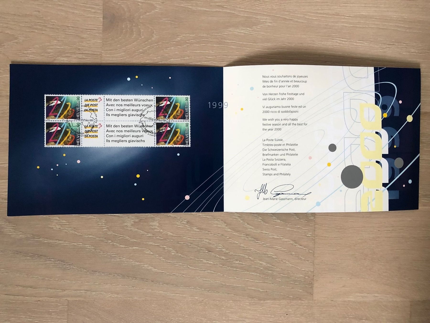 Karten: 3 x Neujahrsmilleniumskarte mit Sondermarke Post 1999° – Gebraucht aus Thalwil von holoarte 3