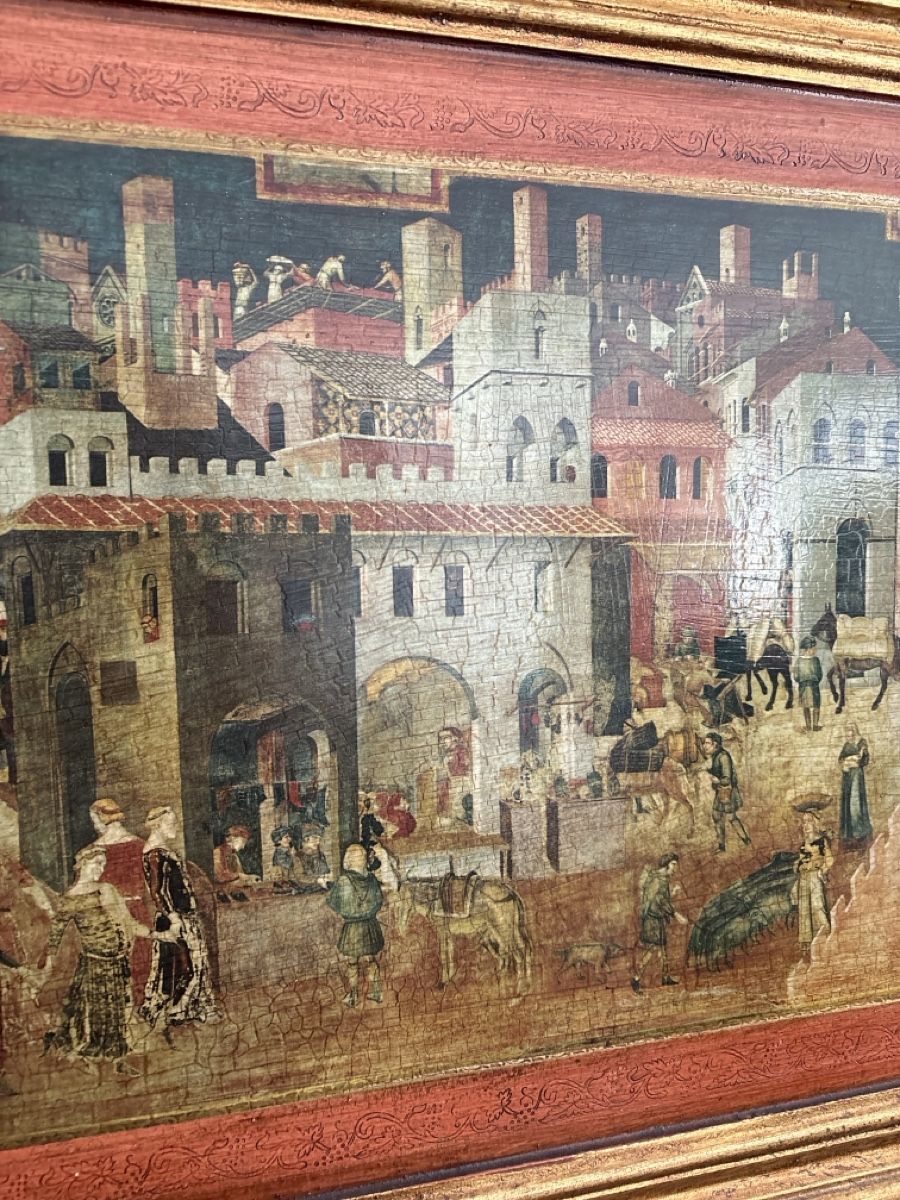 Tableaux: Ambrogio Lorenzetti, Druck, Mittelalterliches Dorf – D'occasion à Pratteln par stefan456 1