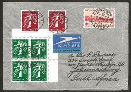 Flugpost Schweiz 1939 Lugano Brindisi Johannesburg Luftpost