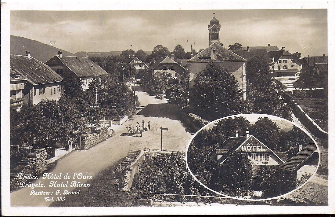 Cartoline postali: PRÈLES, l'hôtel de l'ours – Usato da Les Verrières venduto da Scampi0