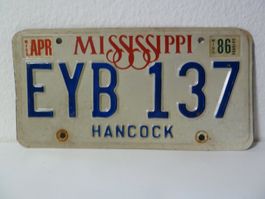 USA Nummernschild Auto License Plate MISSISSIPPI EYB 137
