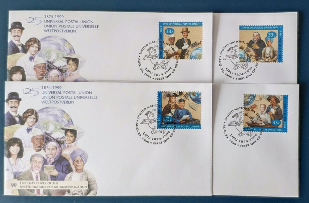 UNO USA 1999 125 Jahre Weltpostverein 4 FDC Eckrand einzeln | Kaufen ...