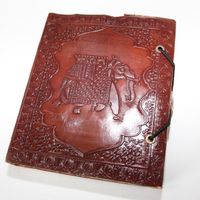 Lederbuch Tagebuch Leder Notizbuch Kladde Elefant 13x11cm
